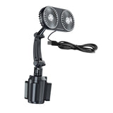 Maxbell 12V 24V Car Cooling Fan Mounted in Cup Holder Three Speed for Sedan Double Head