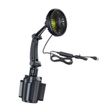 Maxbell 12V 24V Car Cooling Fan Mounted in Cup Holder Three Speed for Sedan Single Head
