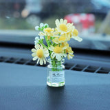 Maxbell Mini Flowers in Glass Vase Flower Car Accessories Dashboard Decoration