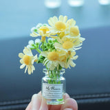 Maxbell Mini Flowers in Glass Vase Flower Car Accessories Dashboard Decoration
