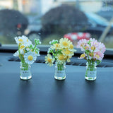 Maxbell Mini Flowers in Glass Vase Flower Car Accessories Dashboard Decoration