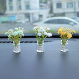 Maxbell Mini Flowers in Glass Vase Flower Car Accessories Dashboard Decoration