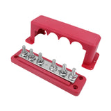 Maxbell Heavy Duty Copper Bus Bar 6 Terminal High Current Power Distribution Block Red