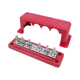 Maxbell Heavy Duty Copper Bus Bar 6 Terminal High Current Power Distribution Block Red