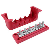 Maxbell Heavy Duty Copper Bus Bar 6 Terminal High Current Power Distribution Block Red