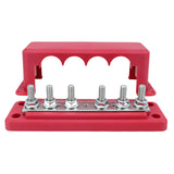 Maxbell Heavy Duty Copper Bus Bar 6 Terminal High Current Power Distribution Block Red