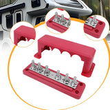 Maxbell Heavy Duty Copper Bus Bar 6 Terminal High Current Power Distribution Block Red