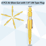 Maxbell 6Pcs 1/4" i/M Type Plug Air Blow Aluminium for Craftsmen Gold