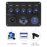Maxbell 5 Gang Marine Switch Panel W/Blue Display for Trailer Bus Yacht
