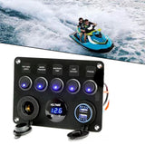 Maxbell 5 Gang Marine Switch Panel W/Blue Display for Trailer Bus Yacht
