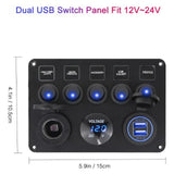 Maxbell 5 Gang Marine Switch Panel W/Blue Display for Trailer Bus Yacht