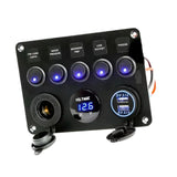 Maxbell 5 Gang Marine Switch Panel W/Blue Display for Trailer Bus Yacht