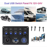 Maxbell 5 Gang Marine Switch Panel W/Blue Display for Trailer Bus Yacht