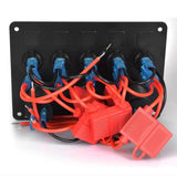 Maxbell 5 Gang Marine Switch Panel W/Blue Display for Trailer Bus Yacht