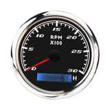Maxbell Digital Tach Hour Meter Universal RPM Gauge for 12V/24V Autos 0 to 30 black