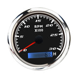 Maxbell Digital Tach Hour Meter Universal RPM Gauge for 12V/24V Autos 0 to 30 black