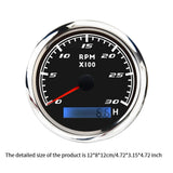 Maxbell Digital Tach Hour Meter Universal RPM Gauge for 12V/24V Autos 0 to 30 black
