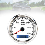 Maxbell Digital Tach Hour Meter Universal RPM Gauge for 12V/24V Autos 0 to 30 white