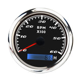 Maxbell Digital Tach Hour Meter Universal RPM Gauge for 12V/24V Autos 0 to 60 black