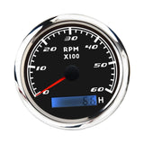 Maxbell Digital Tach Hour Meter Universal RPM Gauge for 12V/24V Autos 0 to 60 black