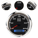 Maxbell Digital Tach Hour Meter Universal RPM Gauge for 12V/24V Autos 0 to 60 black