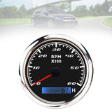 Maxbell Digital Tach Hour Meter Universal RPM Gauge for 12V/24V Autos 0 to 60 black