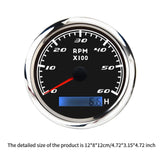 Maxbell Digital Tach Hour Meter Universal RPM Gauge for 12V/24V Autos 0 to 60 black