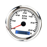 Maxbell Digital Tach Hour Meter Universal RPM Gauge for 12V/24V Autos 0 to 60 white