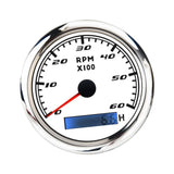 Maxbell Digital Tach Hour Meter Universal RPM Gauge for 12V/24V Autos 0 to 60 white