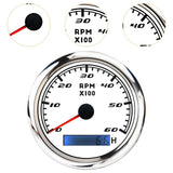 Maxbell Digital Tach Hour Meter Universal RPM Gauge for 12V/24V Autos 0 to 60 white