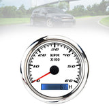 Maxbell Digital Tach Hour Meter Universal RPM Gauge for 12V/24V Autos 0 to 60 white