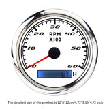 Maxbell Digital Tach Hour Meter Universal RPM Gauge for 12V/24V Autos 0 to 60 white