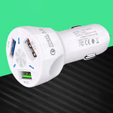 Maxbell Car Phone Charger 3 Port Automobile Accessory Stylish Compact Sturdy Adapter White