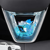 Maxbell Car Steering Wheel Decor Acrylic Car Steering Wheel Sticker for Model Y Clear Blue