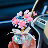 Maxbell Car Dashboard Rose Decor Figurine for Women Girl SUV Sedan Truck Indoor Pink