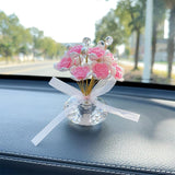 Maxbell Car Dashboard Rose Decor Figurine for Women Girl SUV Sedan Truck Indoor Pink