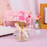 Maxbell Car Dashboard Rose Decor Figurine for Women Girl SUV Sedan Truck Indoor Pink