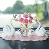 Maxbell Car Dashboard Rose Decor Figurine for Women Girl SUV Sedan Truck Indoor Pink