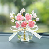 Maxbell Car Dashboard Rose Decor Figurine for Women Girl SUV Sedan Truck Indoor Pink