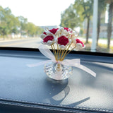 Maxbell Car Dashboard Rose Decor Figurine for Women Girl SUV Sedan Truck Indoor Red