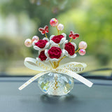 Maxbell Car Dashboard Rose Decor Figurine for Women Girl SUV Sedan Truck Indoor Red