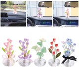 Maxbell Car Dashboard Flower Decor Figurine for Women Girl SUV Sedan Truck Home Pink