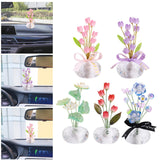 Maxbell Car Dashboard Flower Decor Figurine for Women Girl SUV Sedan Truck Home Pink