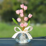 Maxbell Car Dashboard Flower Decor Figurine for Women Girl SUV Sedan Truck Home Pink