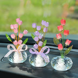 Maxbell Car Dashboard Flower Decor Figurine for Women Girl SUV Sedan Truck Home Pink