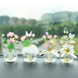 Maxbell Flower Crystal Car Ornament Interior Accessories for Balcony Desk Butterfly