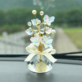Maxbell Flower Crystal Car Ornament Interior Accessories for Balcony Desk Butterfly