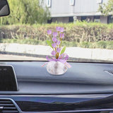 Maxbell Car Dashboard Flower Decor Figurine for Women Girl SUV Sedan Truck Home Purple