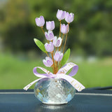 Maxbell Car Dashboard Flower Decor Figurine for Women Girl SUV Sedan Truck Home Purple