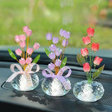 Maxbell Car Dashboard Flower Decor Figurine for Women Girl SUV Sedan Truck Home Red